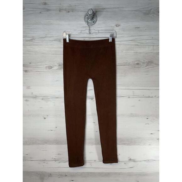Poof! Leggings Womens M/L Brown Cotton Blend Stretch Pull On Ribbed Lounge - Picture 5 of 7